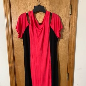 Black and red cold-shoulder dress